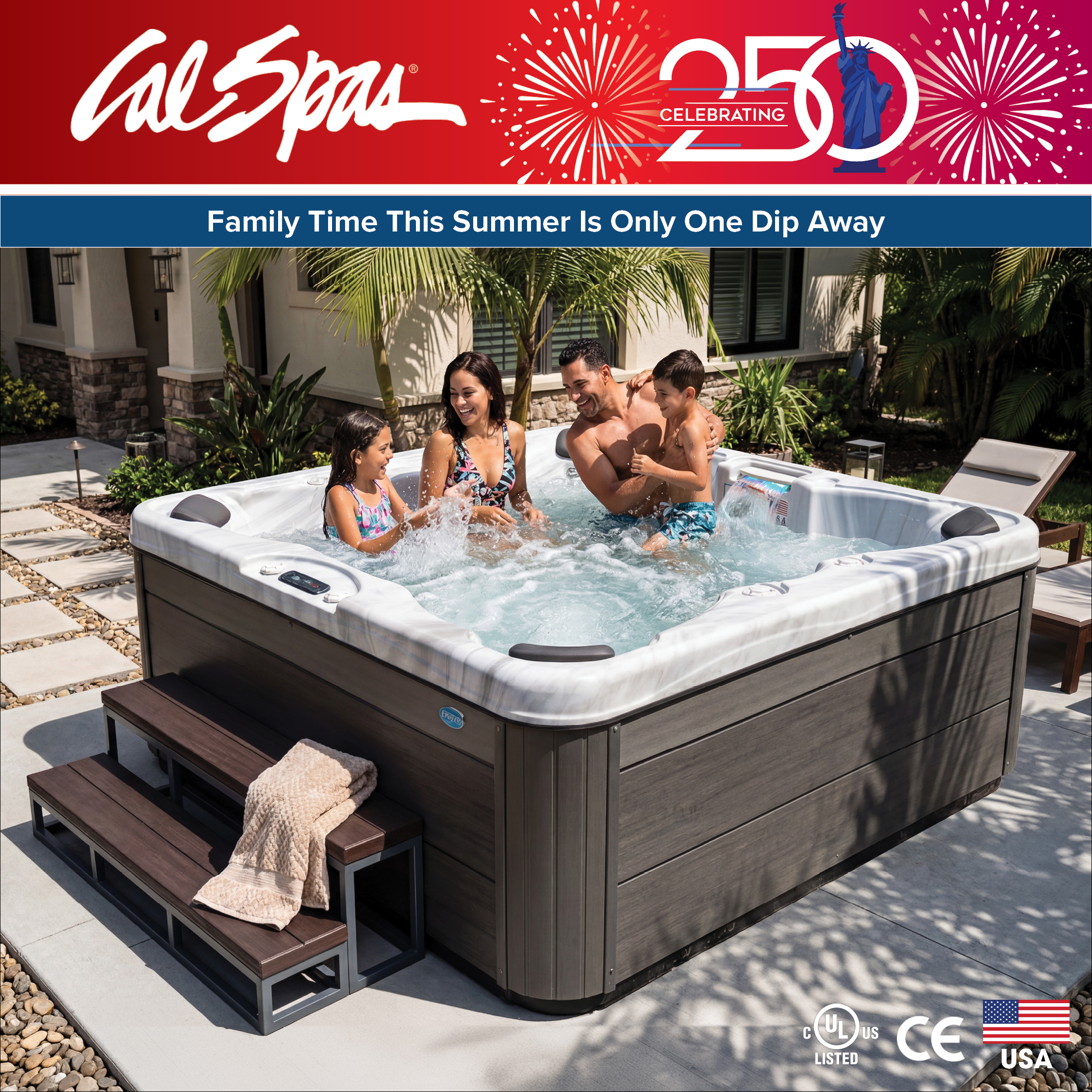 Calspas hot tub being used in a family setting - St Petersburg
